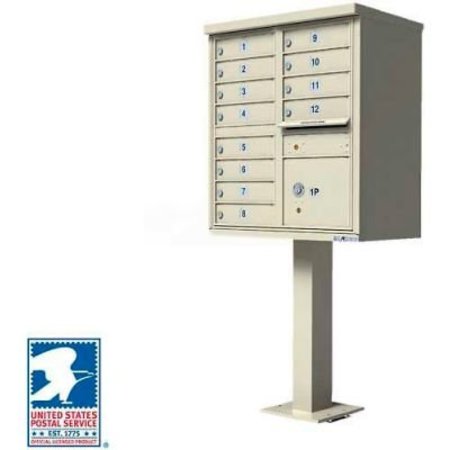 FLORENCE MFG CO Vital Cluster Box Unit, 12 Mailboxes, 1 Parcel Locker, Sandstone 1570-12SDAF
